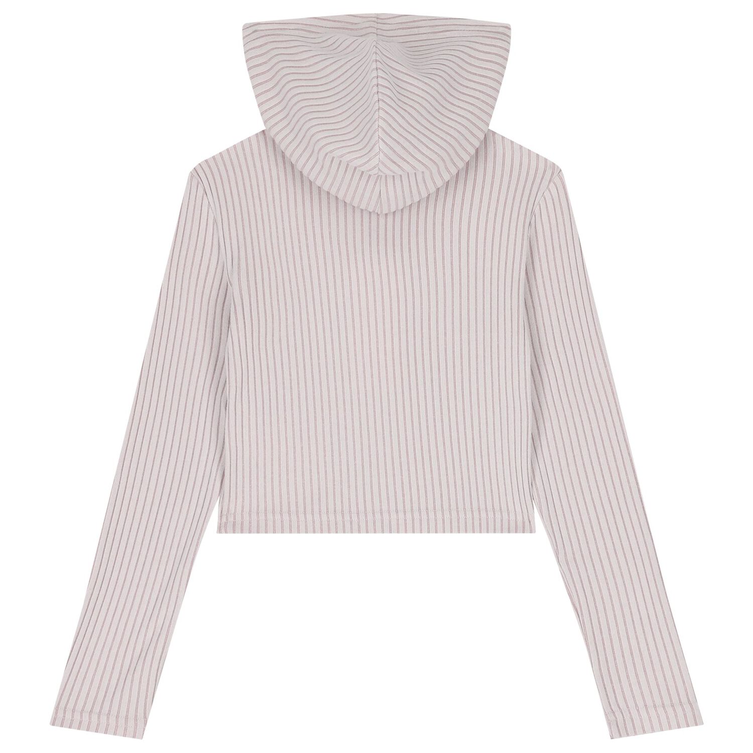 Girls Pink Ribbed Logo Hooded Zip Up Top, 1, hi-res