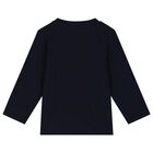 Younger Boys Navy Blue Logo Long Sleeve Top, 1, hi-res