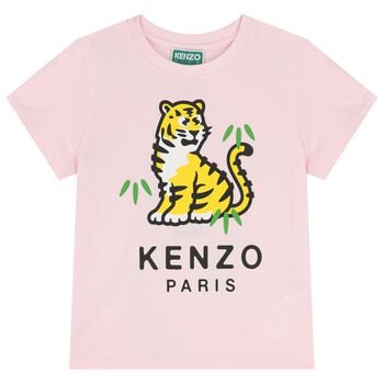 Girls Pink Tiger Logo T-Shirt