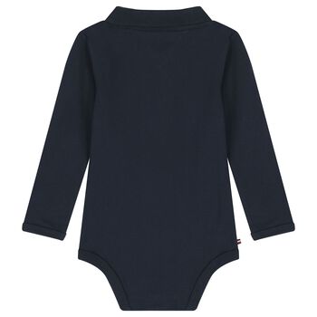 Baby Boys Navy Blue Logo Bodysuit