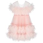Girls Pink Ruffled Tulle Dress, 1, hi-res