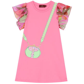 Girls Pink Logo Bag Dress