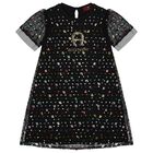 Girls Black Sequin Tulle Dress, 1, hi-res