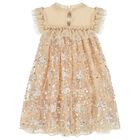 Girls Gold Embellished Tulle Dress, 1, hi-res