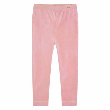 Girls Pink Velvet Leggings