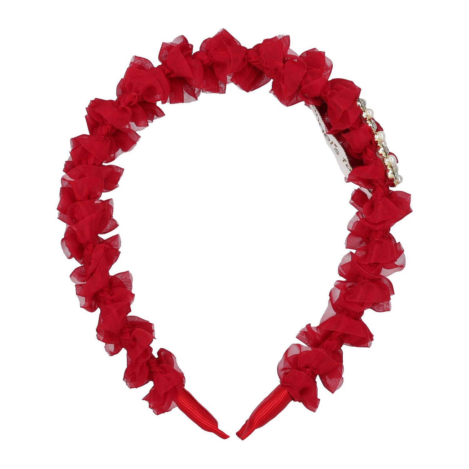 Girls Red Ruffle Headband, 1, hi-res