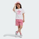 Girls White & Pink Logo Shorts Set, 1, hi-res