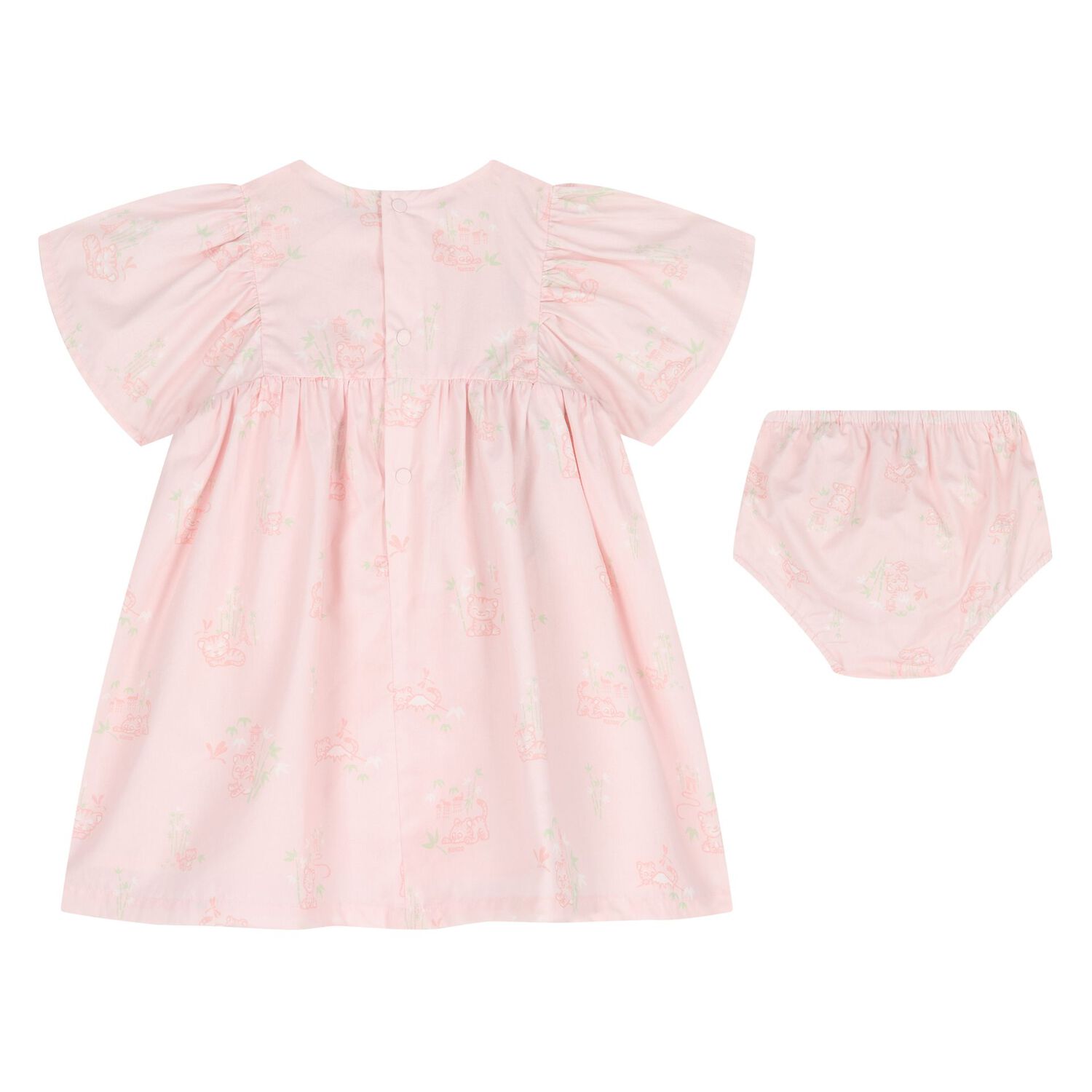 طقم فستان أطفال بطبعة نمر باللون الوردي للبنات, 1, hi-res