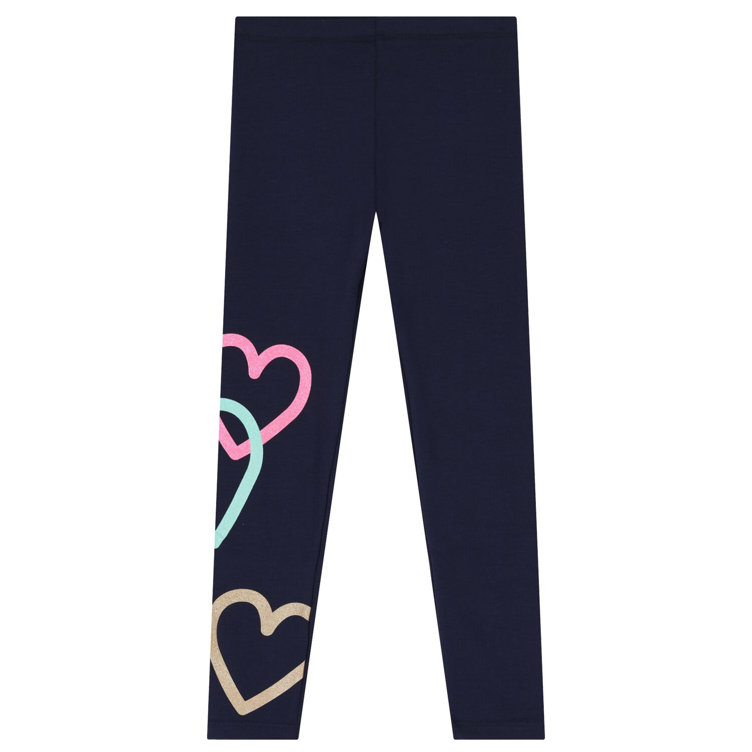 Girls Navy Blue Heart Leggings, 2, hi-res image number null