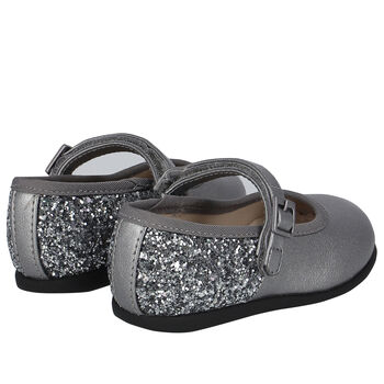 Girls Silver Embellished Ballerina Shoes