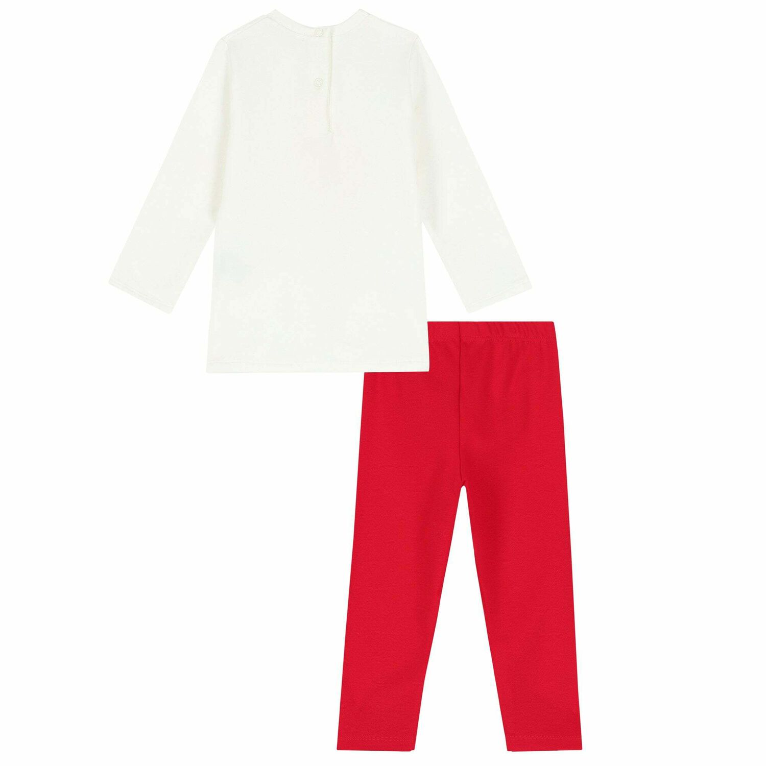 Younger Girls Ivory Top & Red Leggings Set, 1, hi-res