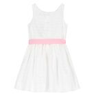 Girls White Bow Dress, 1, hi-res
