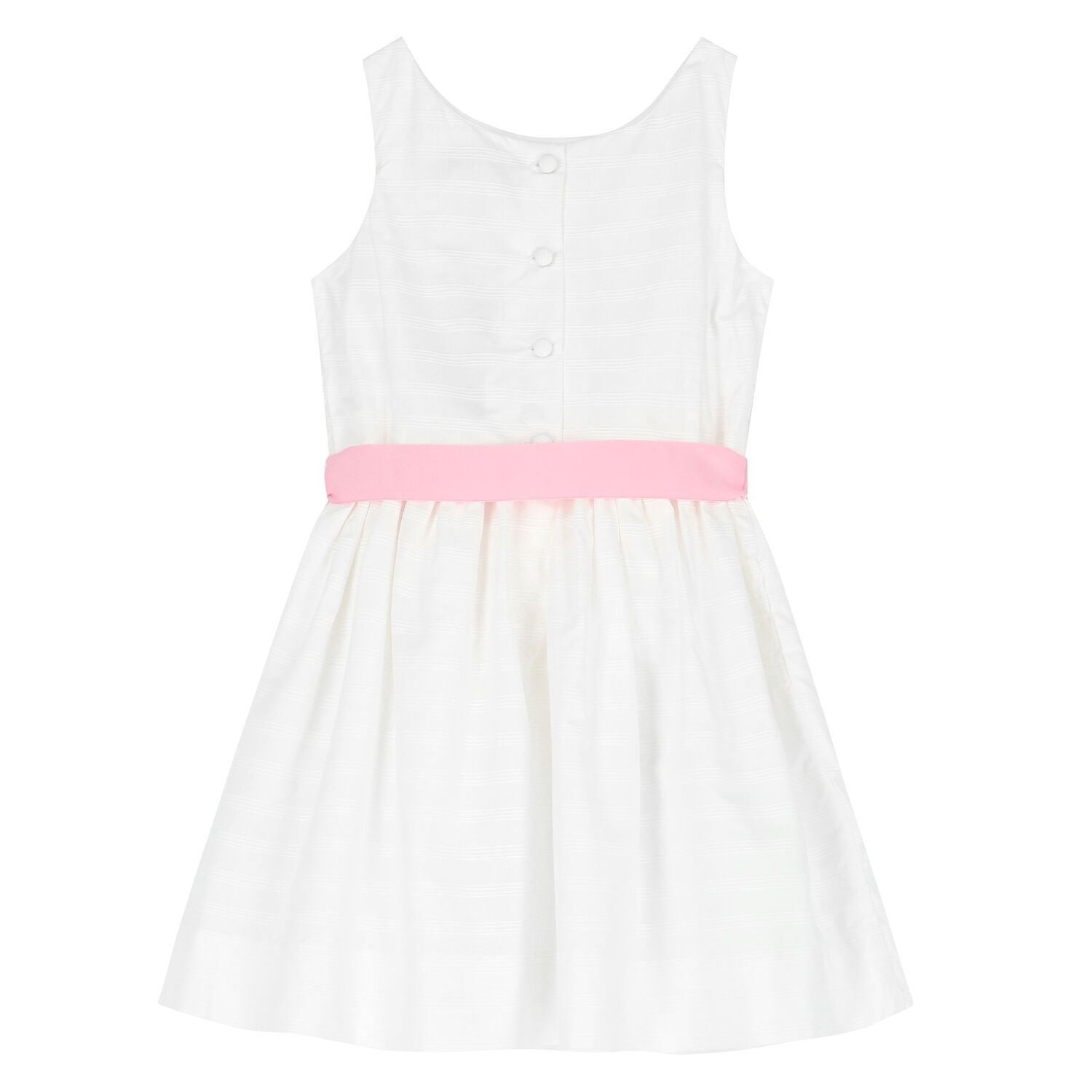 Girls White Bow Dress, 1, hi-res