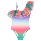 Girls Rainbow Ruffle Swimsuit (UPF50+), 1, hi-res