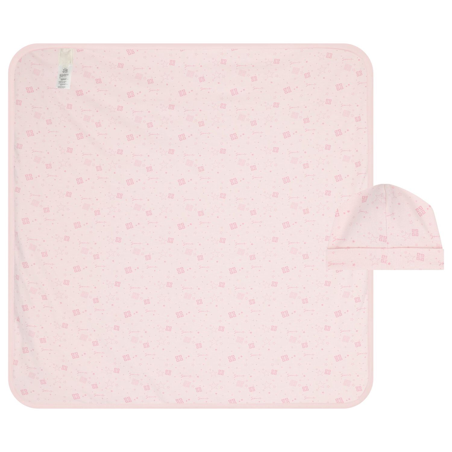 Baby Girls Pink Logo Blanket & Hat Set, 1, hi-res