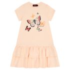 Girls Pink Butterflies Logo Dress, 2, hi-res