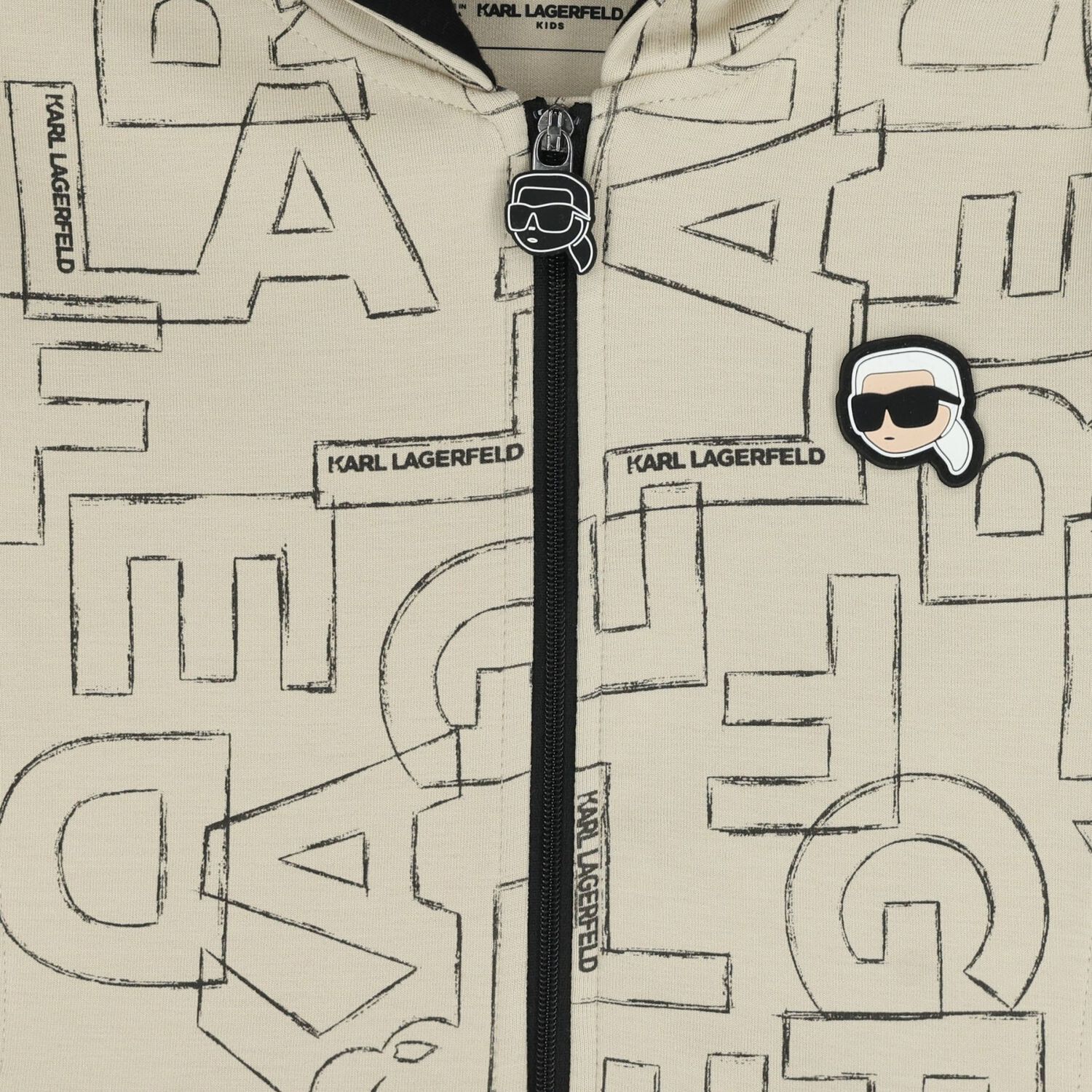 Younger Boys Beige & Black Tracksuit Set (3 Piece), 1, hi-res