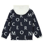 Boys Navy Logo Hooded Jacket, 1, hi-res