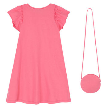 Girls Pink Dress & Bag Set