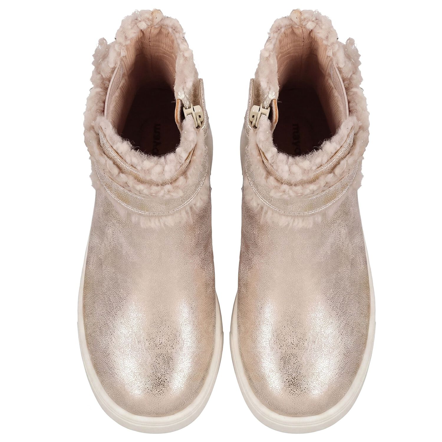Girls Gold Faux Fur Boots , 1, hi-res