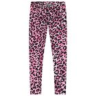 Girls Pink Leopard Logo Leggings, 1, hi-res