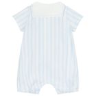 Baby Boys Blue & White Striped Romper, 1, hi-res