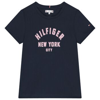 Girls Navy Blue Logo T-Shirt