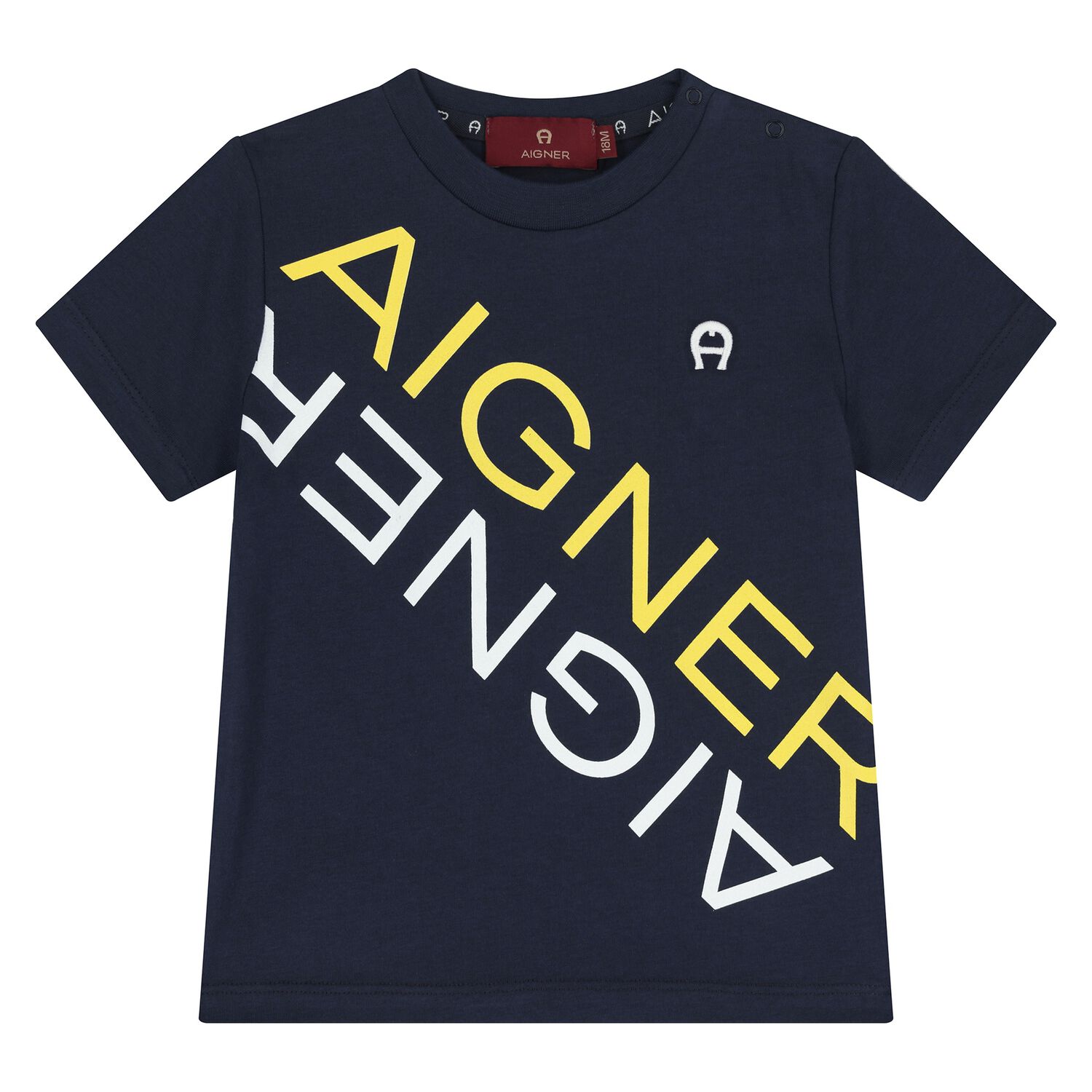 Younger Boys Navy Blue Logo T-Shirt, 1, hi-res