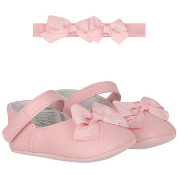 Baby Girls Pink Bow Pre Walker Shoes Set