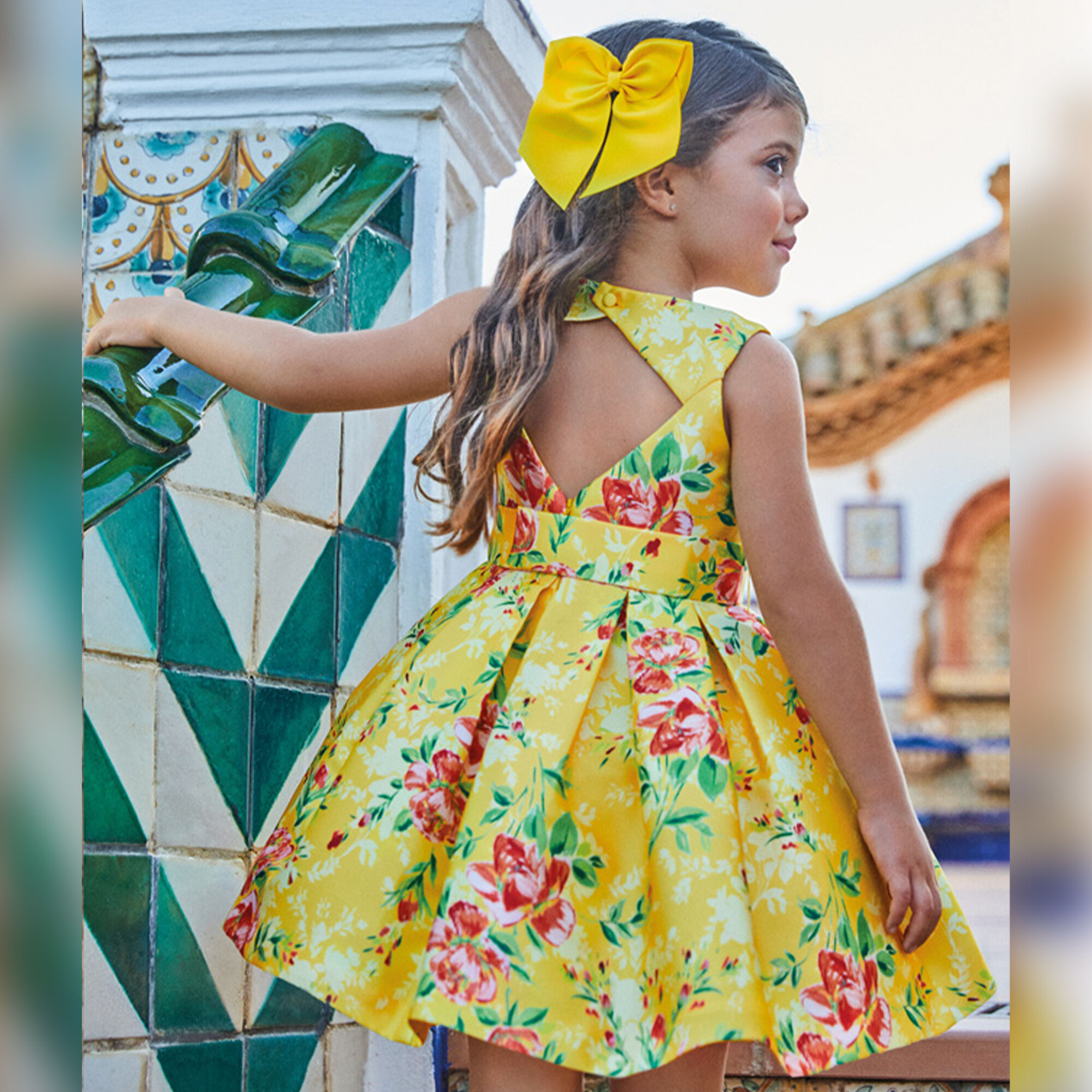 Abel Lula Girls Yellow Floral Dress Junior Couture UAE