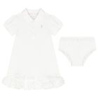 Baby Girls White Logo Polo Dress Set, 1, hi-res
