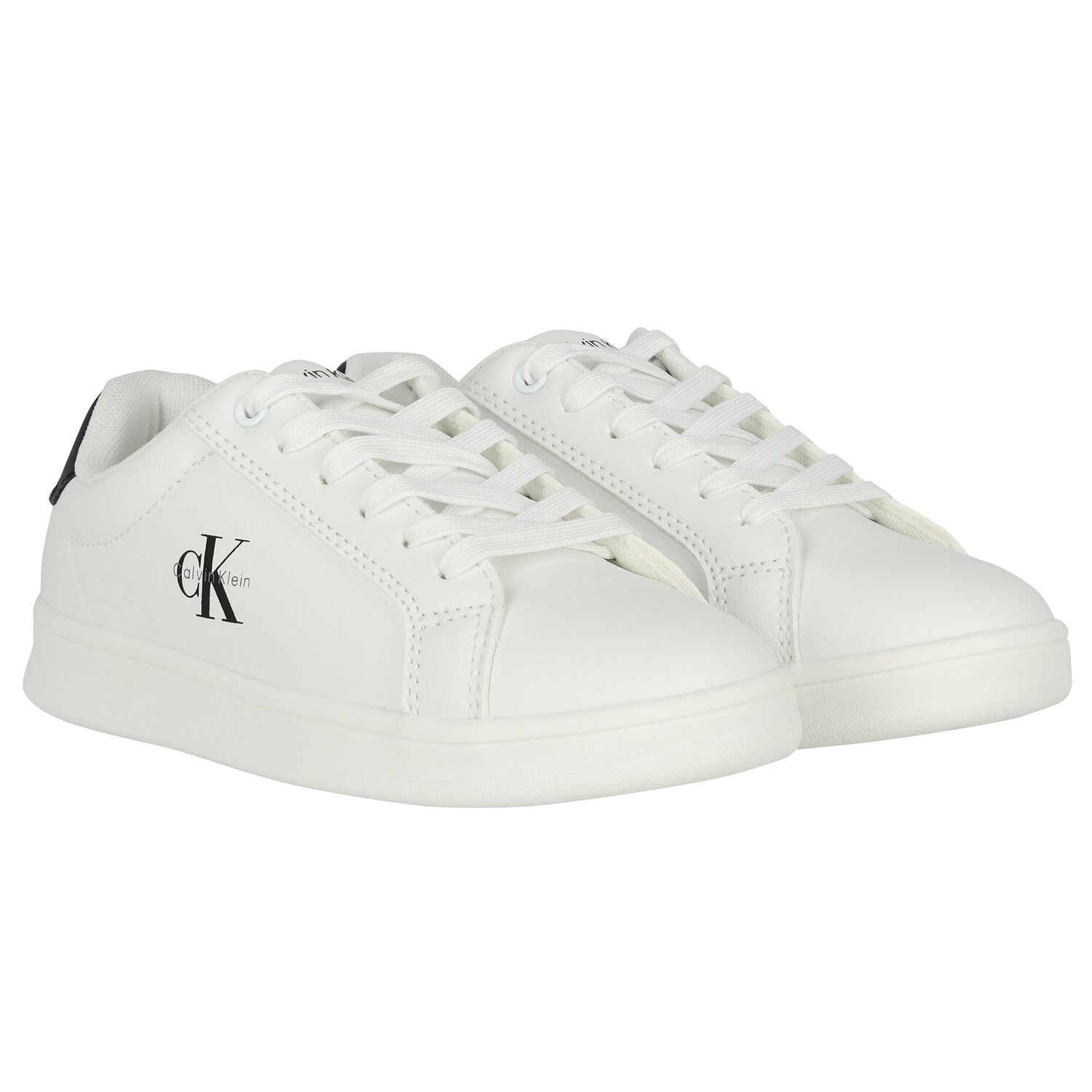 White & Black Logo Trainers, 2, hi-res