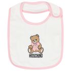 Baby Girls Pink & White Teddy Bear Logo Hat & Bib Gift Set, 1, hi-res