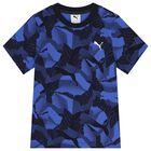 Boys Navy Blue & Blue Logo T-Shirt, 1, hi-res