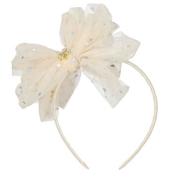 Girls Beige Bow Gladys Headband 