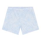 Baby Boys White & Blue Barocco Shorts Set, 1, hi-res