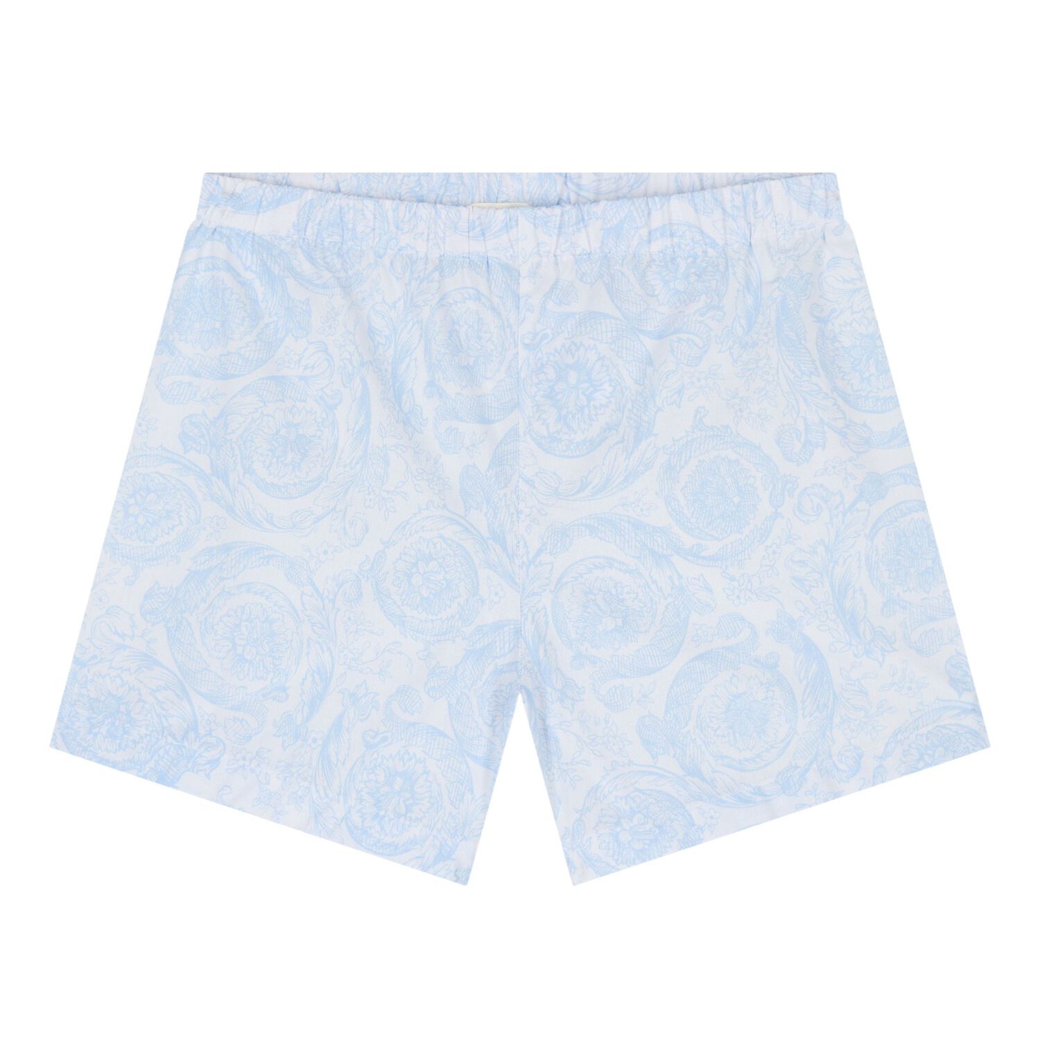 Baby Boys White & Blue Barocco Shorts Set, 1, hi-res