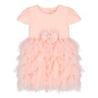 Baby Girls Pink Bow Tulle Dress, 1, hi-res