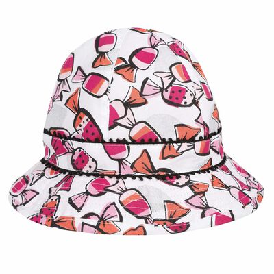 Younger Girls White & Pink Hat
