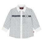 Younger Boys White & Black Logo Shirt, 1, hi-res