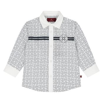 Younger Boys White & Black Logo Shirt