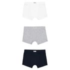 Boys White, Grey & Navy Blue Boxer Shorts ( 3-Pack ) , 2, hi-res
