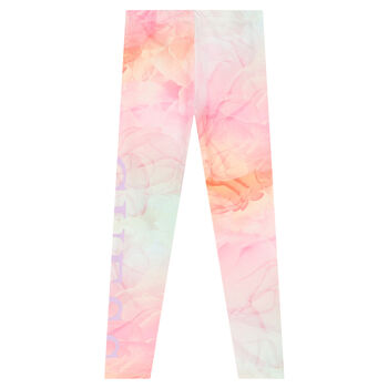 Girls Pink & Orange Logo Leggings