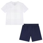 Boys White & Navy Blue Jordan Shorts Set, 3, hi-res