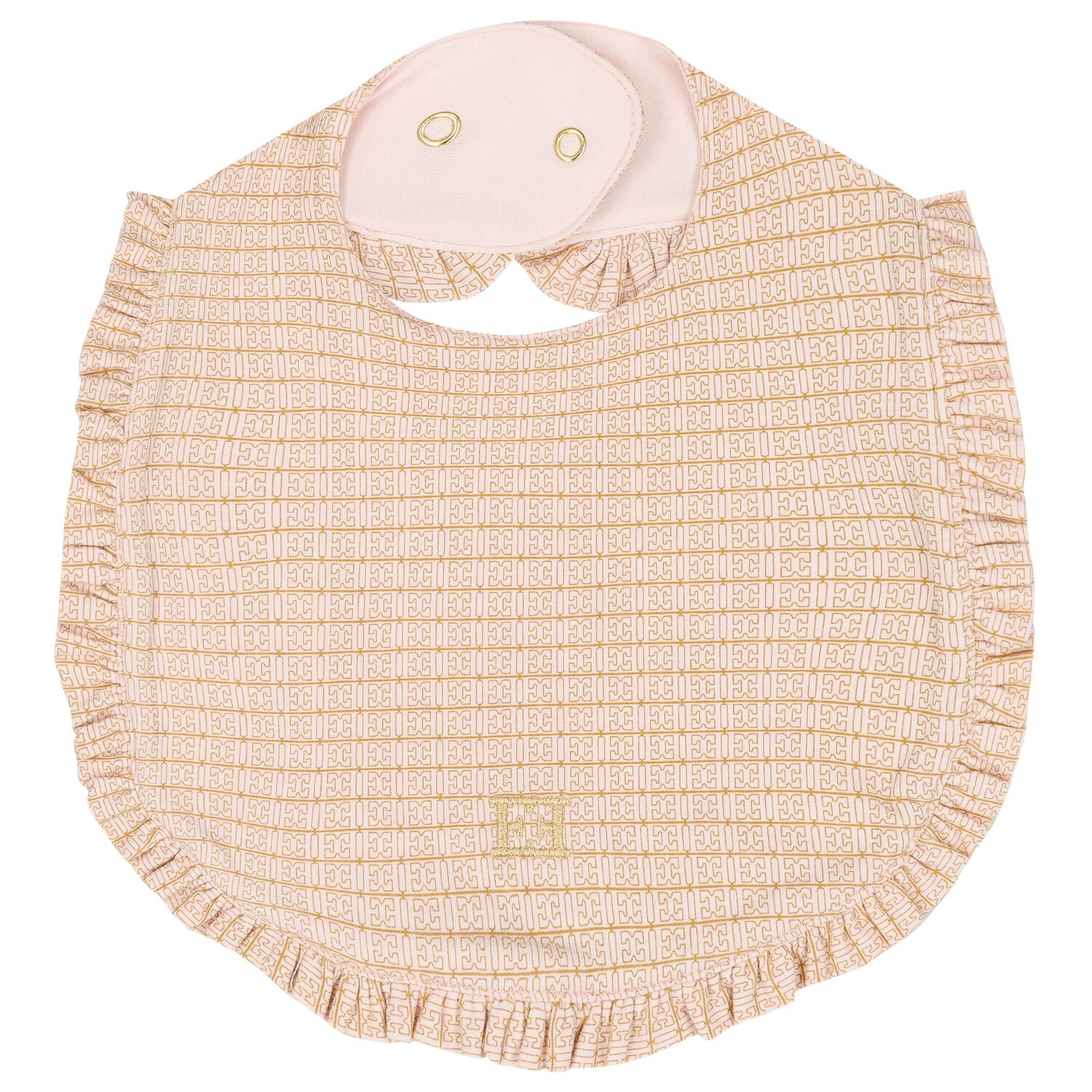 Baby Girls Pink & Gold Ruffled Bib, 2, hi-res
