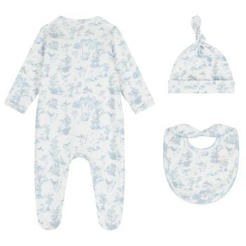 Baby Boys White & Blue Babygrow Gift Set 