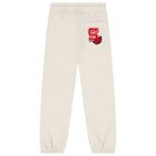 Girls Beige Patch Joggers, 1, hi-res
