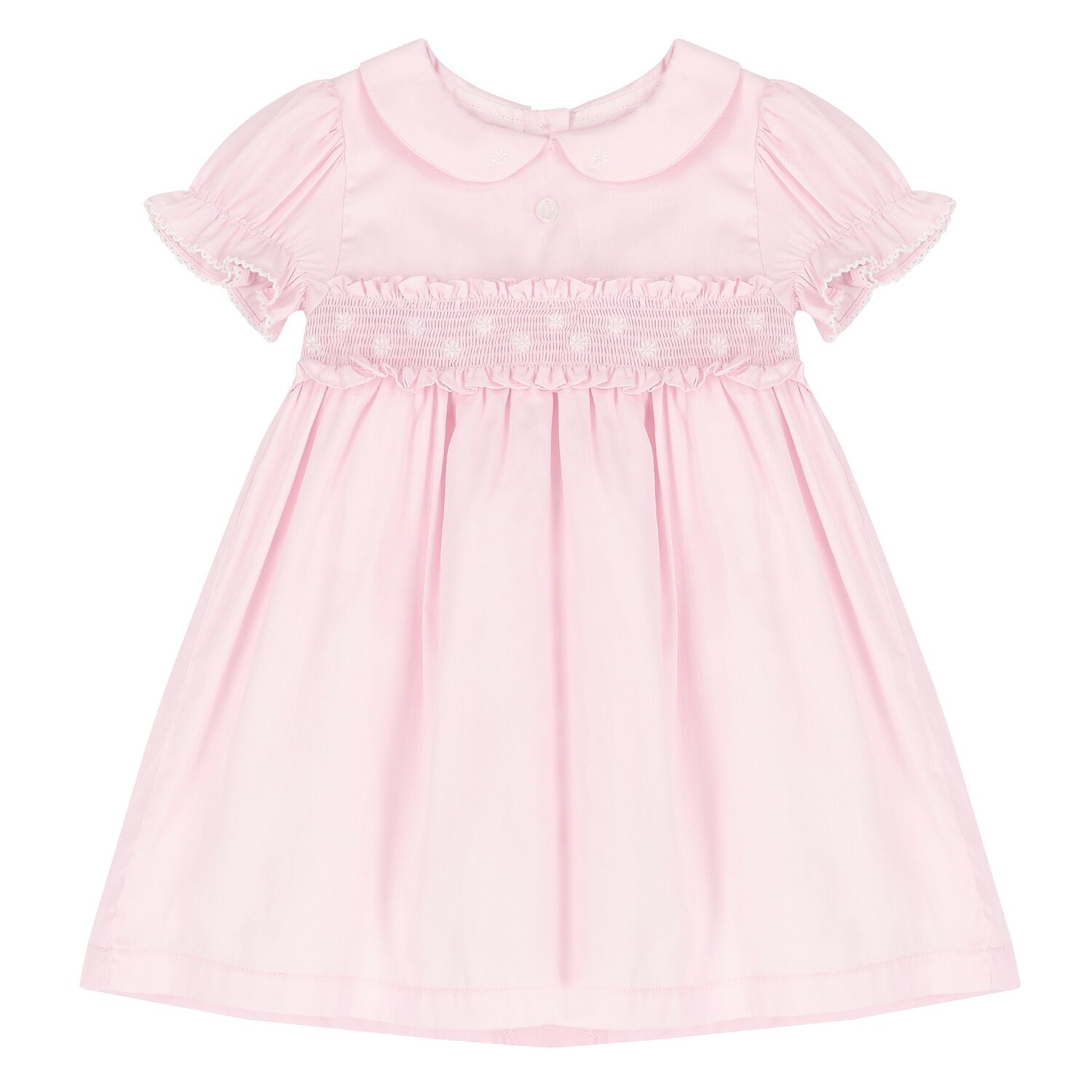 Baby Girls Pink Smocked Ruffled Dress, 1, hi-res image number null