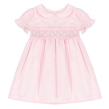 Baby Girls Pink Smocked Ruffled Dress