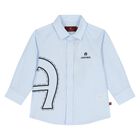 قميص اولاد بالشعار باللون الازرق , 1, hi-res